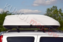 NISSAN NP300 (D22) Автобокс на крышу 460 литров - белый, тиснение производство Россия (код 1704)