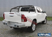 Дуги кузова d76 (Черный) + комплект крепежа, RIVAL на Toyota Hilux 2015+