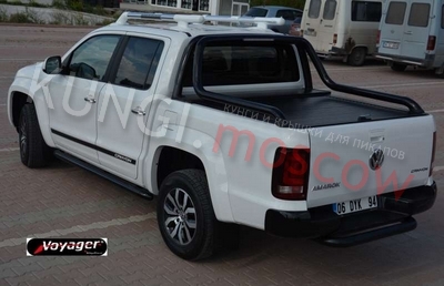 Крышка VW AMAROK (без дуги) для пикапа со штатной дугой из нержавеющей стали, сдвижная- типа рольставни-черная ― Кунги и тюнинг для пикапов в Москве