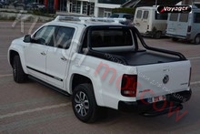 Крышка для пикапа VW AMAROK CANYON со штатной черной дугой в кузове, сдвижная- типа рольставни-черная