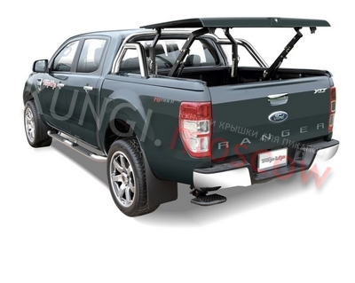 Крышка Euro star с дугой для пикапа Ford Ranger 2012- (2 положения открывания 45 и 90гр.) окрашенная в черный цвет. ― Кунги и тюнинг для пикапов в Москве